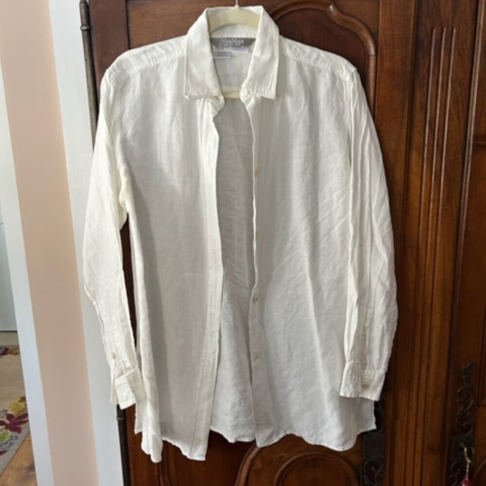 MaxMara white linen blouse, size 12